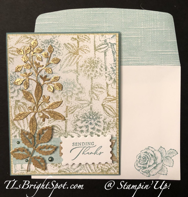 Stampin' Up! Stippled Roses thank you card & envelope