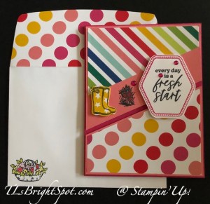 Stampin' Up! Garden Meadow Bundle with Merry Bold & Brisght DSP card & envelope.