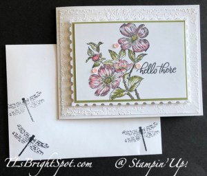 Stampin' Up! Detailed Dogwood Hello card & envelope