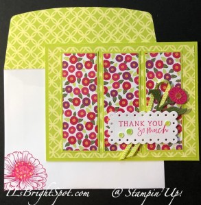 Stampin' Up! Flowering Zinnias thank you card & envelope