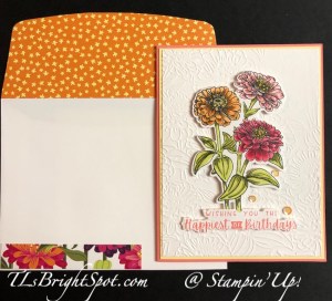 Stampin' Up! Simply Zinnias Birthday card & envelope