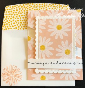 Stampin' Up! Diagonal Split Fun Fold with Delightfully Eclectic DSP, card & envelope