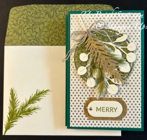 Stampin' Up! Season of Green & Gold Fun Fold card & envelope