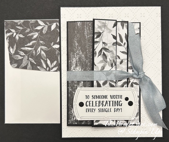Stampin' Up! Pleated card & envelope in Botanical Textures DSP