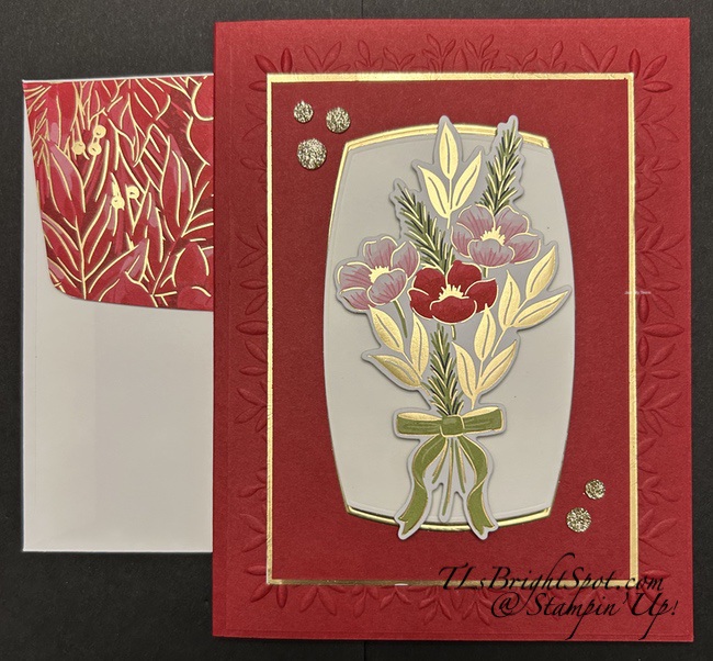 Stampin' Up! Peaceful Greenery EF w/ Traditonals of Christmas SDSP card & envelope