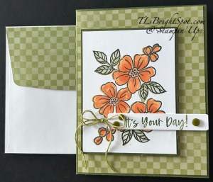 Stampin' Up! Fragrant Layers & Timeless Plaid card & envelope.