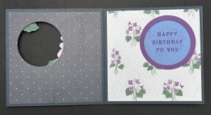 Stampin' Up! Framed Violets shutter fun fold inside card