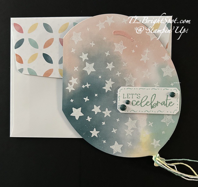 Stampin' Up! Balloon Festoon shaped card & envelope