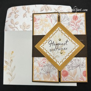 Stampin' Up! Springy inside Gatefold w/ Tile Garden & Glow of Harvest SDSP, card & envelope