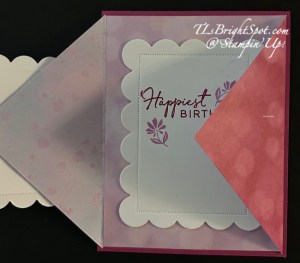 Stampin' Up! Scalloped Christmas Cheer Dies on Triangle Gatefold card, first inside