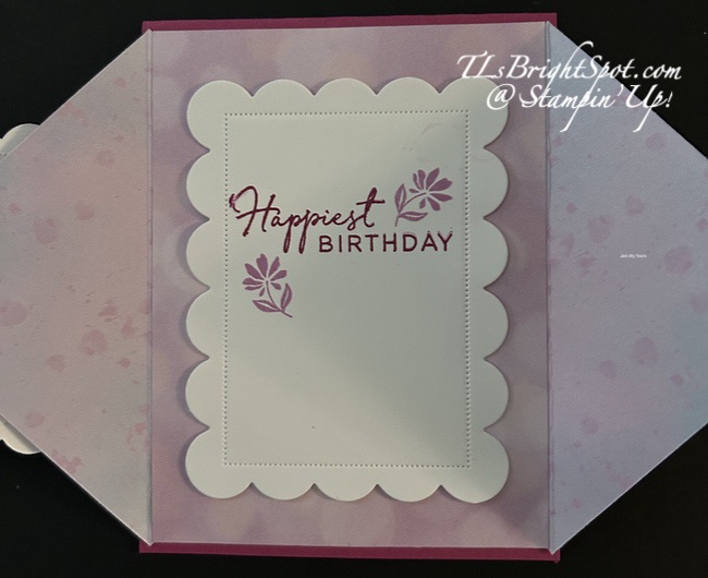 Stampin' Up! Scalloped Christmas Cheer Dies w/ Triangle Gatefold flip-Up card, fullinside