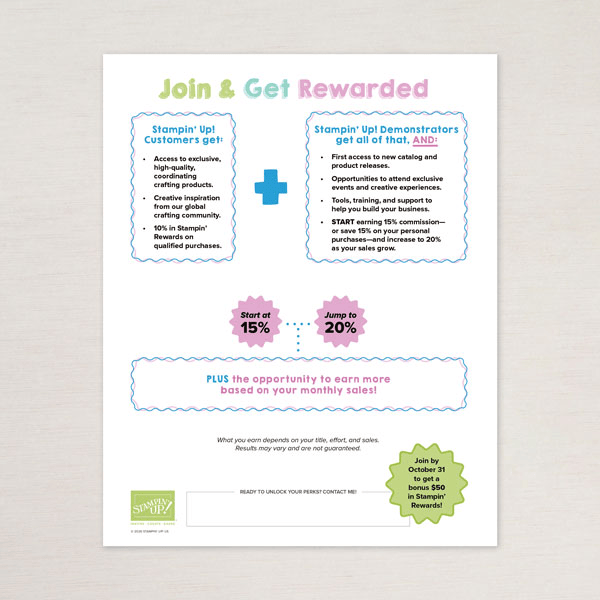 Stampin' Up! Join promotion flyer
